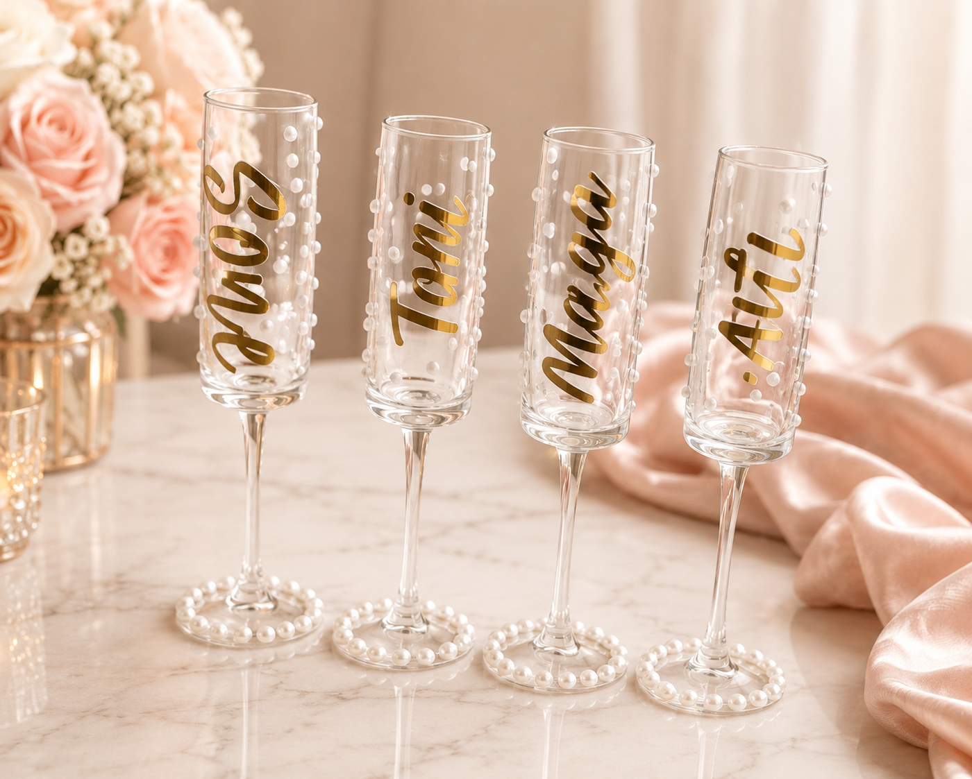 Pearl Bliss Personalized Champagne Flute