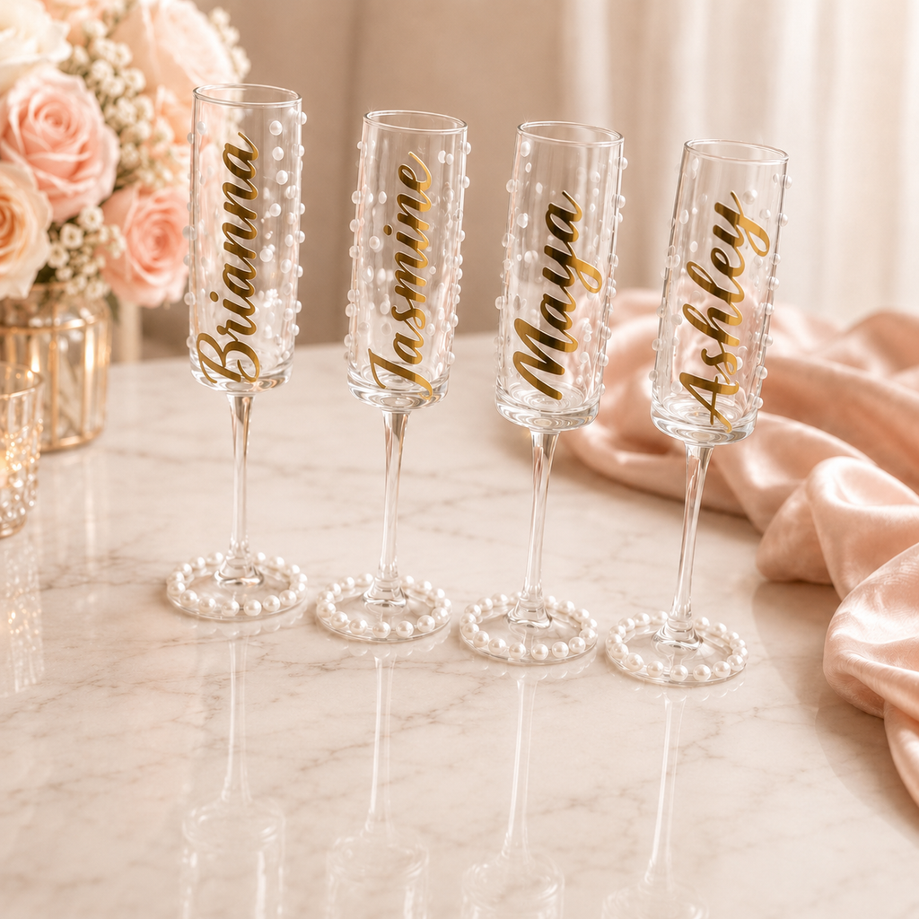 Pearl Bliss Personalized Champagne Flute