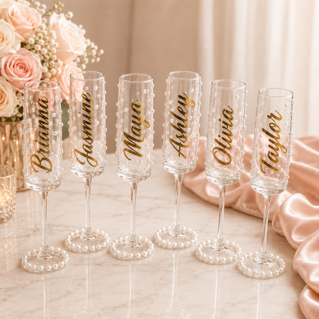 Pearl Bliss Personalized Champagne Flute