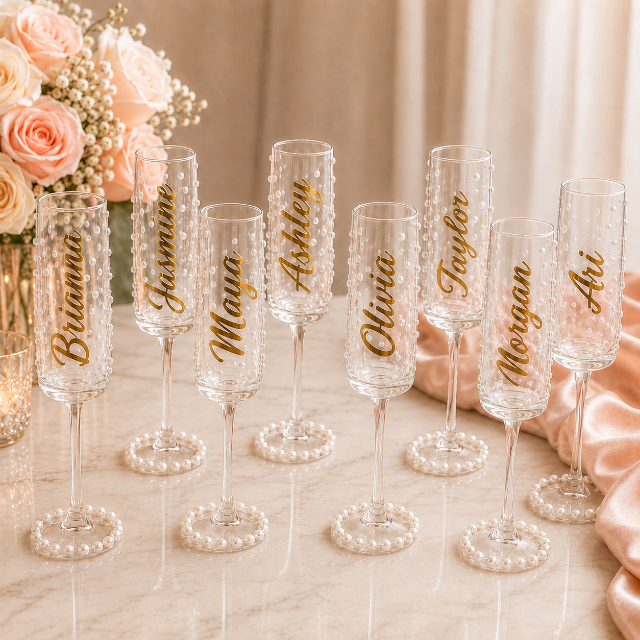 Pearl Bliss Personalized Champagne Flute